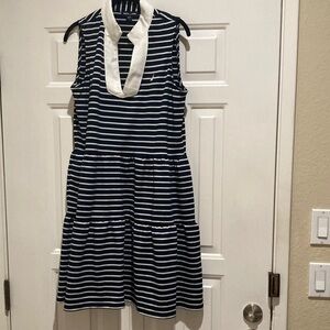 Nautica nwot Navy and White Striped Sleeveless Dress